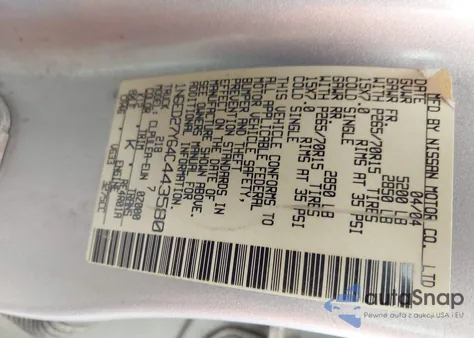 2004 Nissan Frontier Xe-V6 из США, поврежденный, VIN 1N6ED27Y64C443580